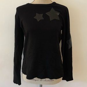 INC Faux-Leather Star-Patch Sweater